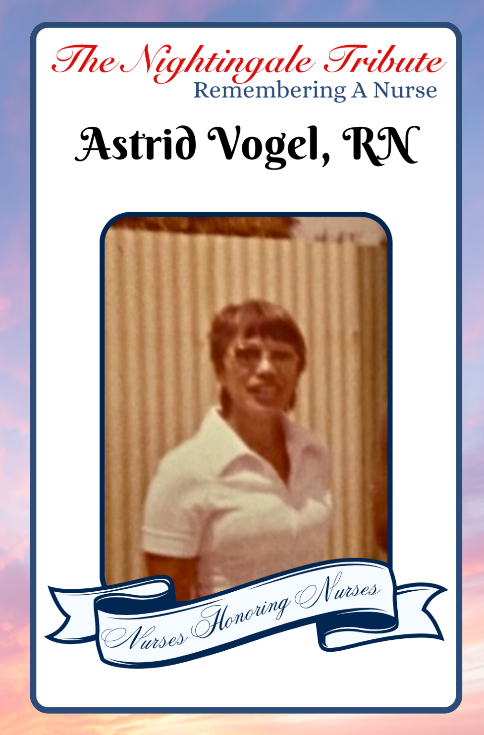 Portrait of Astrid Vogel, RN